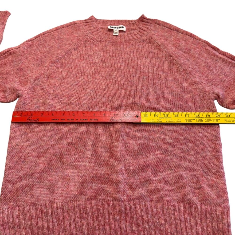 Pacas Sweater Baby Alpaca Merino Wool Coral Crewneck Pointelle Sleeves Womens XL - Picture 8 of 9